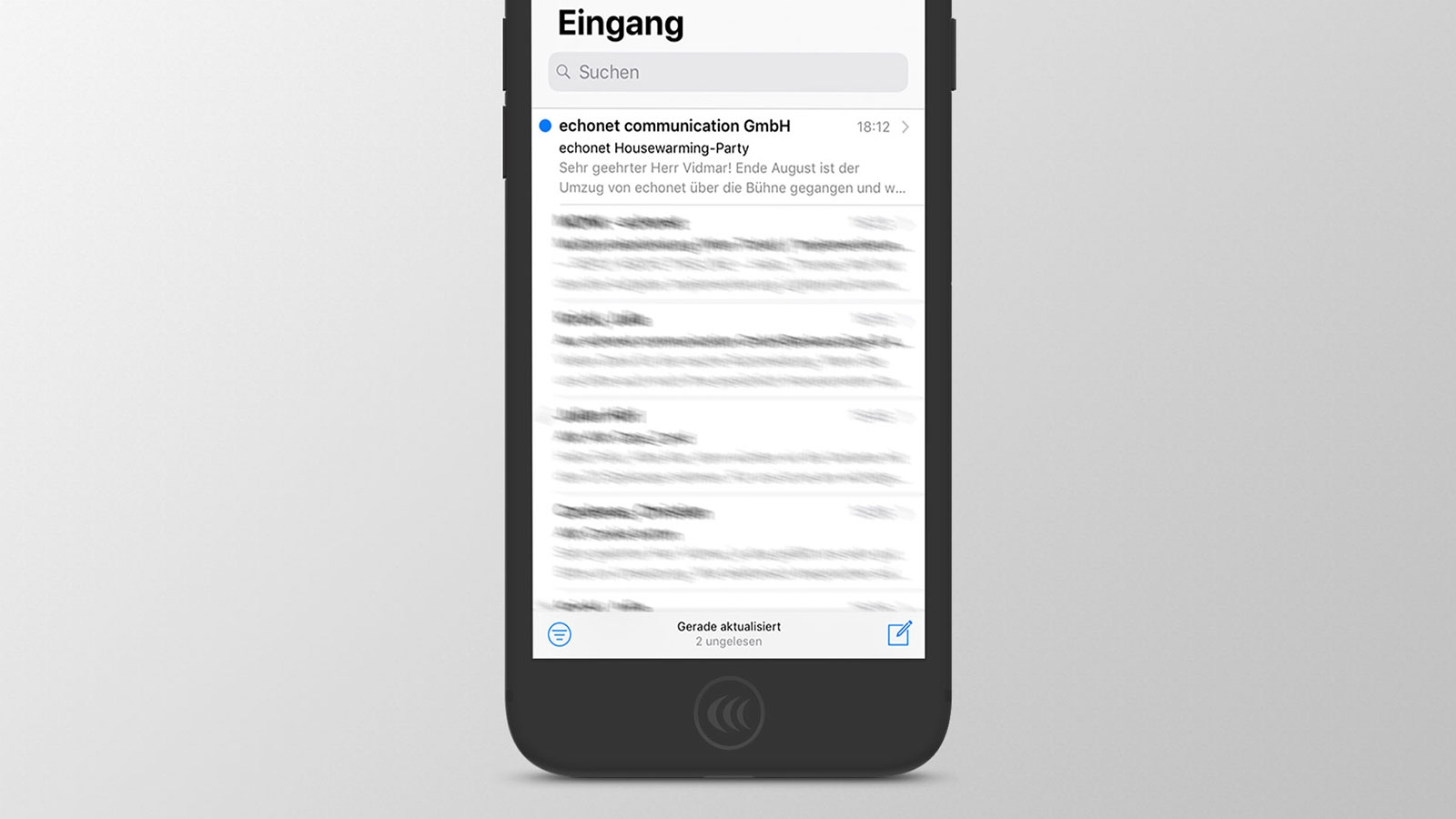 Einladungen per Mail auf Smartphone: Apple iOS Anzeige für Mailübersicht © echonet communication